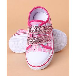 Cute Walk by Babyhug Casual Shoes With Velcro Closure Butterfly Print- Fuchsia