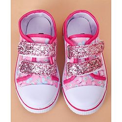 Cute Walk by Babyhug Casual Shoes With Velcro Closure Butterfly Print- Fuchsia