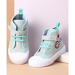 Cute Walk by Babyhug Casual Shoes with Velcro Closure Emoji Design - Blue