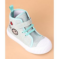 Cute Walk by Babyhug Casual Shoes with Velcro Closure Emoji Design - Blue