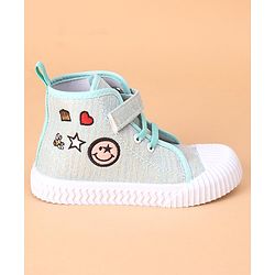 Cute Walk by Babyhug Casual Shoes with Velcro Closure Emoji Design - Blue