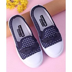 Cute Walk by Babyhug Slip On Casual Shoes Polka Dot Print with Bow - Navy