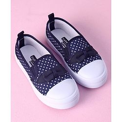 Cute Walk by Babyhug Slip On Casual Shoes Polka Dot Print with Bow - Navy