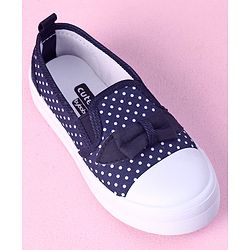 Cute Walk by Babyhug Slip On Casual Shoes Polka Dot Print with Bow - Navy