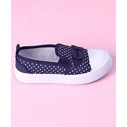 Cute Walk by Babyhug Slip On Casual Shoes Polka Dot Print with Bow - Navy