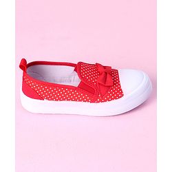 Cute Walk by Babyhug Slip On Casual Shoes Polka Dot Print with Bow - Red