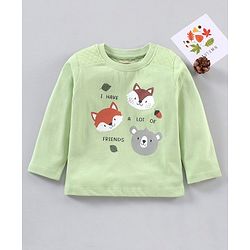 Babyhug Cotton Full Sleeves T-Shirt Multiprint- Green