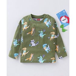 Babyhug Full Sleeves T-Shirts Animal Print - Green