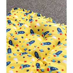 Babyhug Cotton Fix Pillow Mat Rocket Print - Yellow