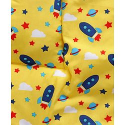 Babyhug Cotton Fix Pillow Mat Rocket Print - Yellow