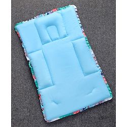Babyhug Cotton Fix Pillow Mat With Car Print - Blue| Soft and Comfortable|  Light Weight and Travel Friendly| Foldable| New Born Gifting Option| For Boys and Girls| Use on Floor Cribs Cots or Cradle| 100% Cotton Fabric