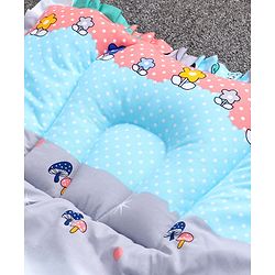 Babyhug Cotton Fix Pillow Mat With Car Print - Blue| Soft and Comfortable|  Light Weight and Travel Friendly| Foldable| New Born Gifting Option| For Boys and Girls| Use on Floor Cribs Cots or Cradle| 100% Cotton Fabric