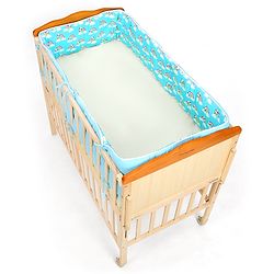 Babyhug Cot Bumpers Panda Print - Blue| Protective Padding| Soft and Comfortable| Washable| Easy to Assemble| Compact Folding for Storage| Prevents Bumping into Crib Sides