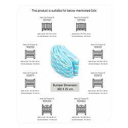 Babyhug Cot Bumpers Panda Print - Blue| Protective Padding| Soft and Comfortable| Washable| Easy to Assemble| Compact Folding for Storage| Prevents Bumping into Crib Sides