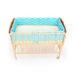 Babyhug Cot Bumpers Panda Print - Blue| Protective Padding| Soft and Comfortable| Washable| Easy to Assemble| Compact Folding for Storage| Prevents Bumping into Crib Sides