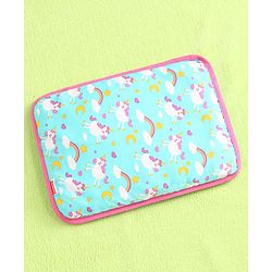 Babyhug Head Shaping Mustard Seed Rai Pillow Unicorn Print - Sea Green
