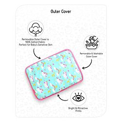 Babyhug Head Shaping Mustard Seed Rai Pillow Unicorn Print - Sea Green