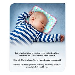 Babyhug Head Shaping Mustard Seed Rai Pillow Unicorn Print - Sea Green