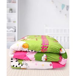 Babyhug Cotton Quilt Jungle Print - Pink