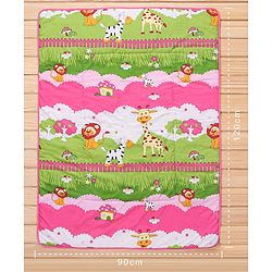 Babyhug Cotton Quilt Jungle Print - Pink