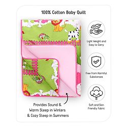 Babyhug Cotton Quilt Jungle Print - Pink