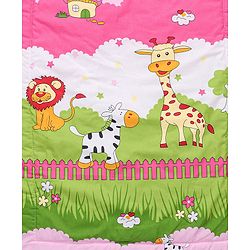 Babyhug Cotton Quilt Jungle Print - Pink