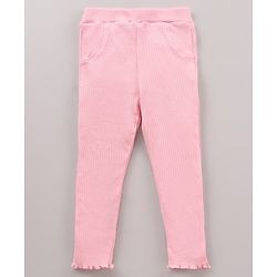 Babyhug 100% Cotton Half Sleeves Top and Lounge Pants Floral Print & Frill Detailing - Purple Pink