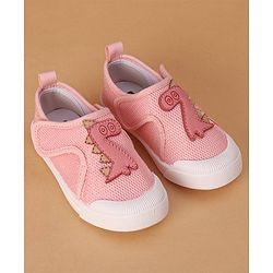 Cute Walk by Babyhug Casual Shoes With Velcro Closure Dino Patch - White Light Pink