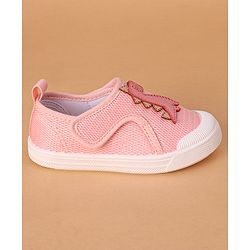 Cute Walk by Babyhug Casual Shoes With Velcro Closure Dino Patch - White Light Pink