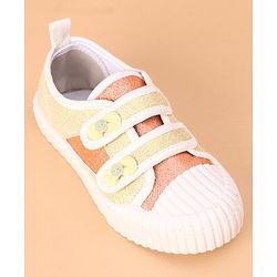 Cute Walk by Babyhug Glitter Casual Shoes with Velcro - Golden