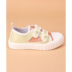 Cute Walk by Babyhug Glitter Casual Shoes with Velcro - Golden