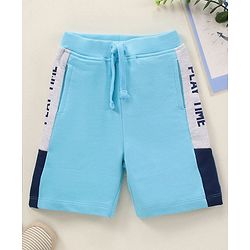 Babyhug Knit Knee Length Text Printed Shorts - Blue