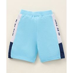 Babyhug Knit Knee Length Text Printed Shorts - Blue