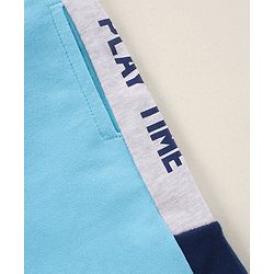 Babyhug Knit Knee Length Text Printed Shorts - Blue