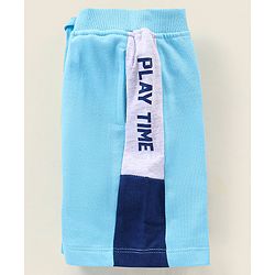 Babyhug Knit Knee Length Text Printed Shorts - Blue