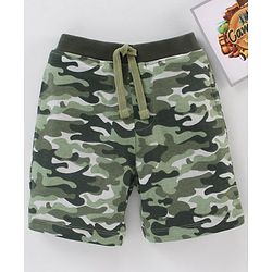 Babyhug Knit Knee Length Shorts Printed - Green