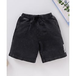 Babyhug Knit Knee Length Solid Shorts - Charcoal
