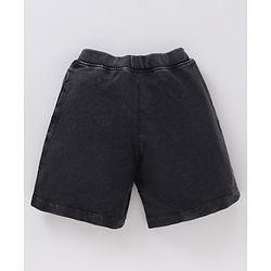 Babyhug Knit Knee Length Solid Shorts - Charcoal