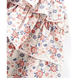 Babyhug Knit Mid Thigh Floral Printed Skirt - White