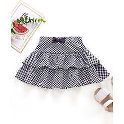 Babyhug Knit Mid Thigh Checks Skirt - Navy White