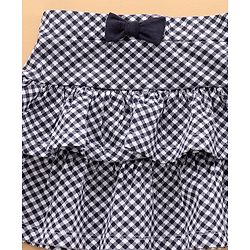 Babyhug Knit Mid Thigh Checks Skirt - Navy White