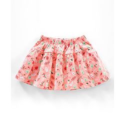 Babyhug Knit Mid Thigh Skirt Floral Print With Bow - Light Pink