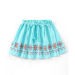 Babyhug Cotton Mid Thigh Skirt Chevron Print - Blue