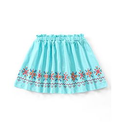 Babyhug Cotton Mid Thigh Skirt Chevron Print - Blue