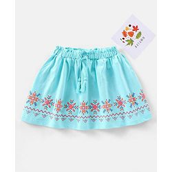 Babyhug Cotton Mid Thigh Skirt Chevron Print - Blue
