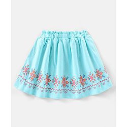 Babyhug Cotton Mid Thigh Skirt Chevron Print - Blue