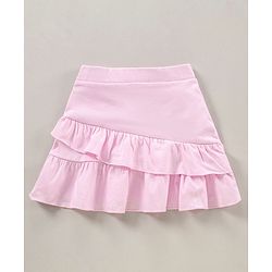 Babyhug Knit Mid Thigh Floral Printed Skirt- Pink