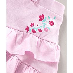 Babyhug Knit Mid Thigh Floral Printed Skirt- Pink