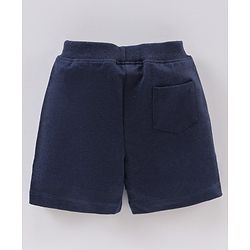 Babyhug Knit Knee Length Text Printed Shorts - Navy Blue