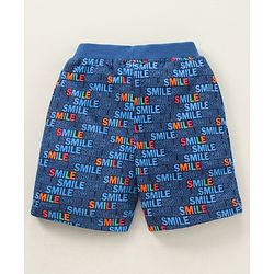 Babyhug Cotton Knit Knee Length Shorts Text Print - Blue